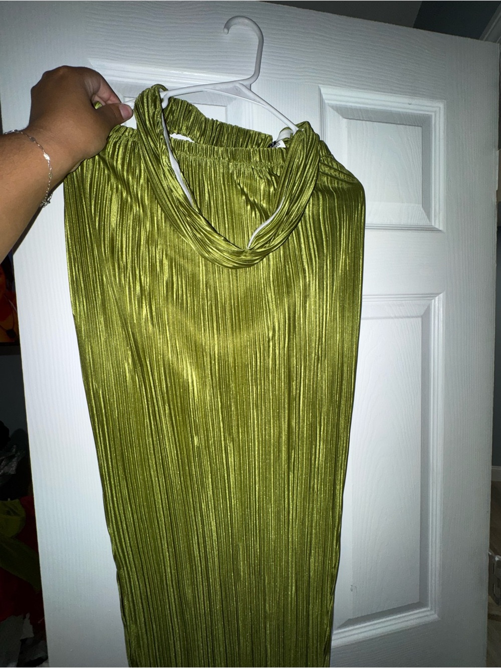 SHEIN Olive Green Pleated Maxi Skirt
